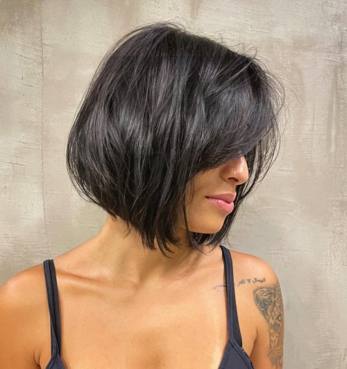 Tousled Textured Bob with Side Bangs