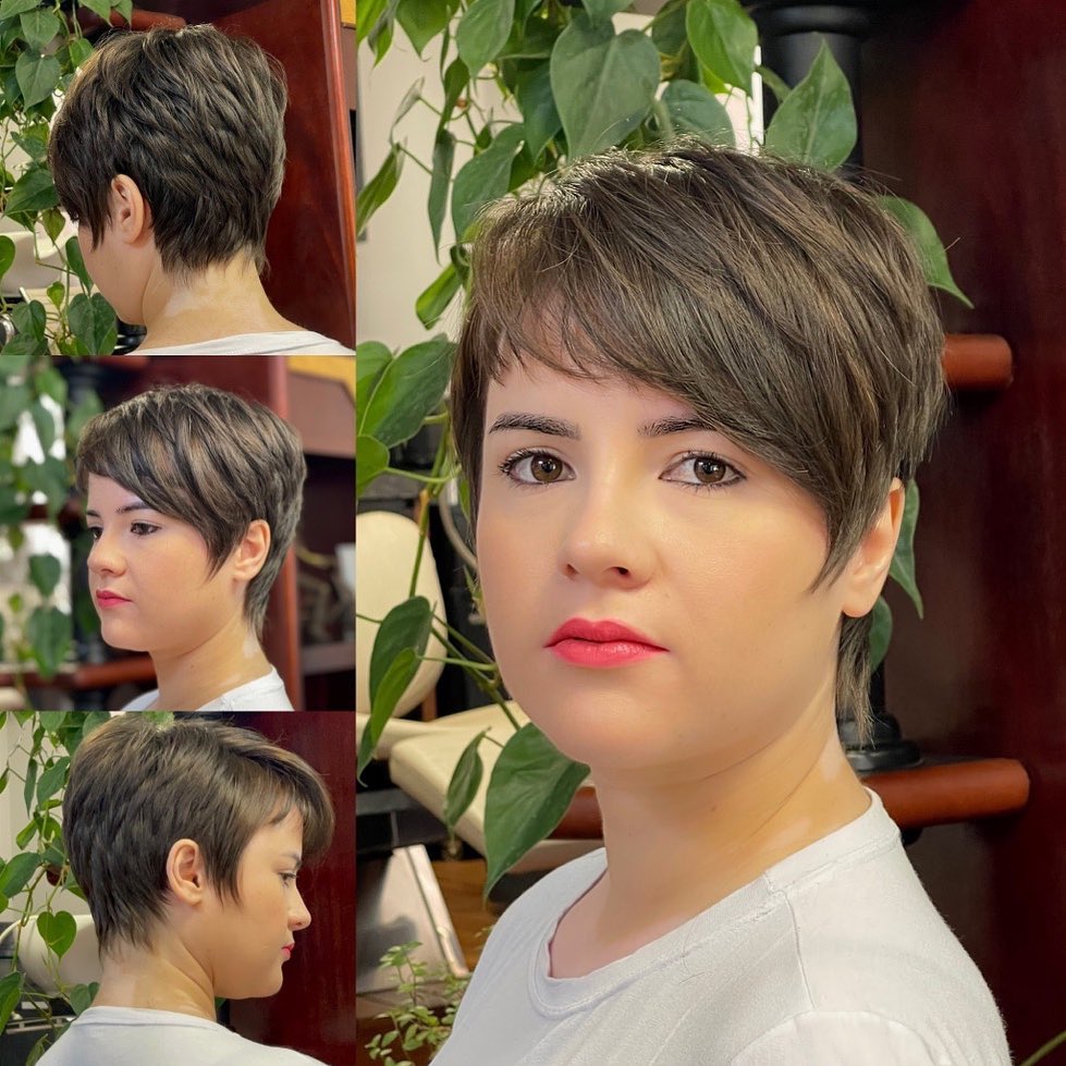 Asymmetrical Pixie Haircut for Women with Round Faces