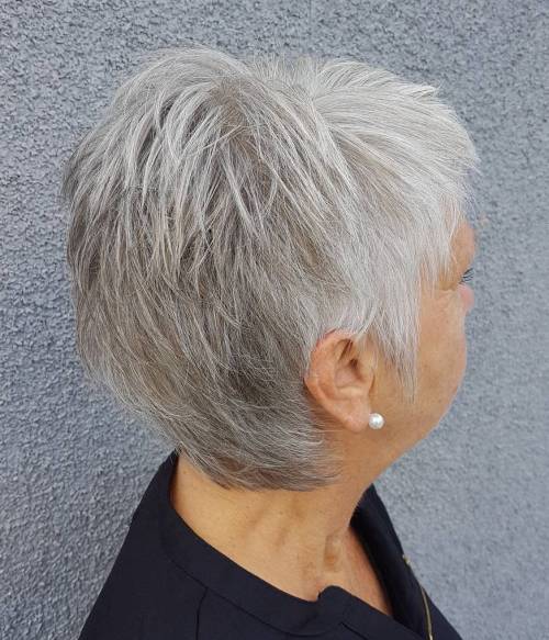 Airy Gray Pixie with Lots of Layers Choppy Salt and Pepper Pixie