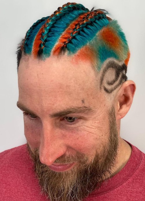 Rock Braids Colored and Braided Fauxhawk and Shaved Design