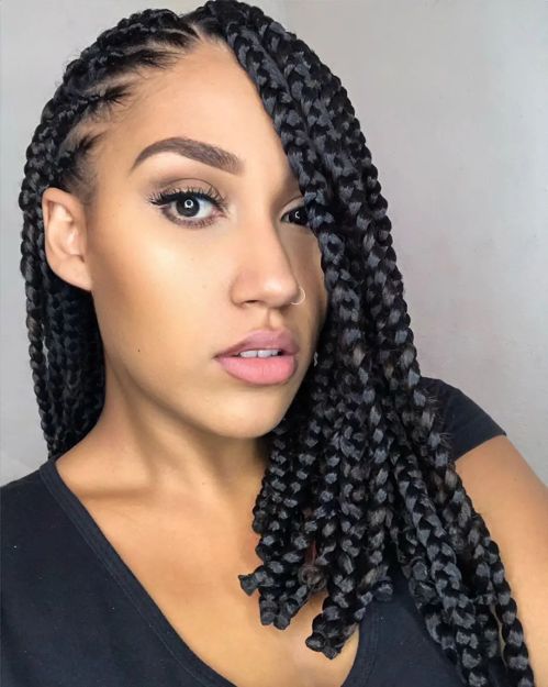 Asymmetrical Blunt Lob Braids
