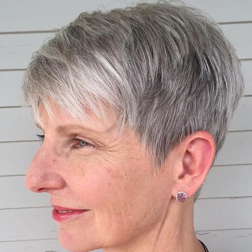 Pixie for Women Over 50 Gray Pixie for Older Women