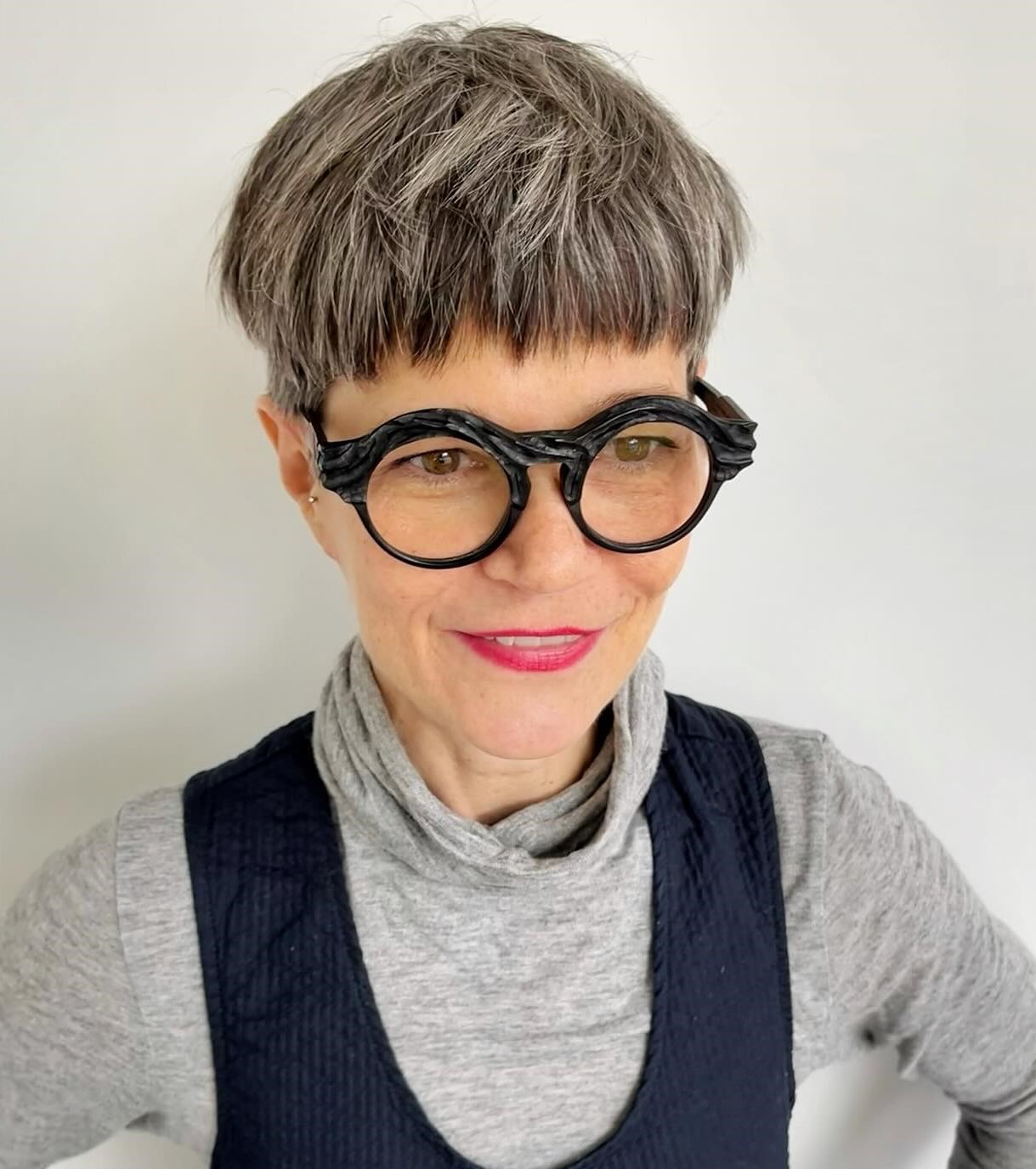 Short Salt and Pepper Hairstyle for over with Bangs