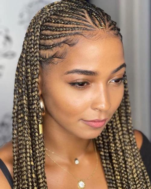 Fulani Braids with Blonde Highlights