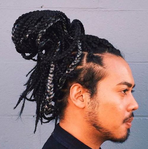 Braided Extensions for Men Box Braids Bun for Men