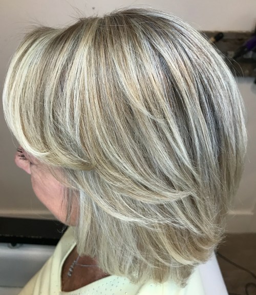 Blonde Highs and Warm Lows Layered Bob with Blonde Babylights