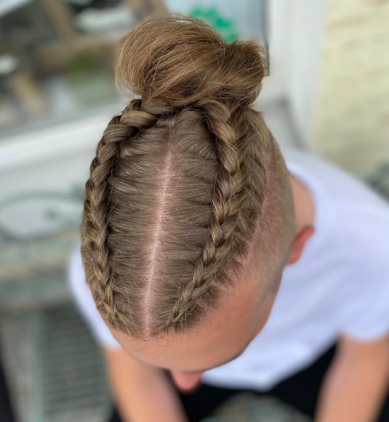 Mens Bun with Braids