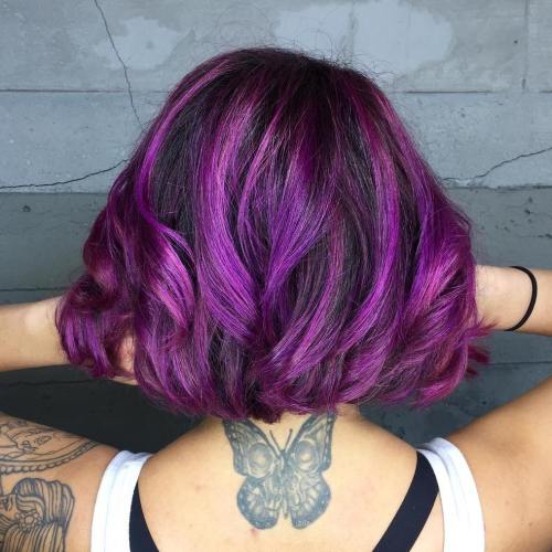 Violet Balayage Bob For Brunettes