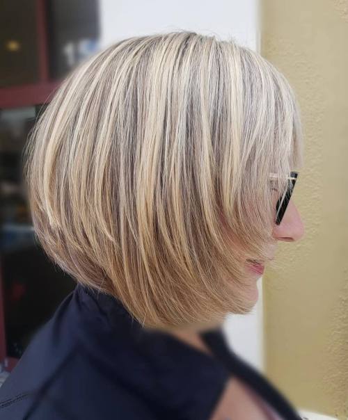 Face Framing Feathered Bob with Glasses