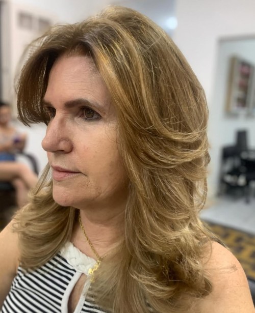 Face Framing Swoopy Layers Over 50