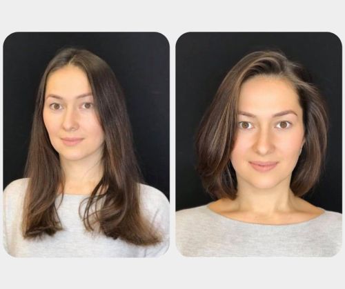 Long Hair Cut Sholder-Length Before and After