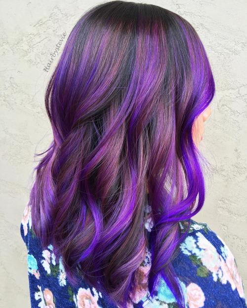 Purple And Electric Blue Balayage