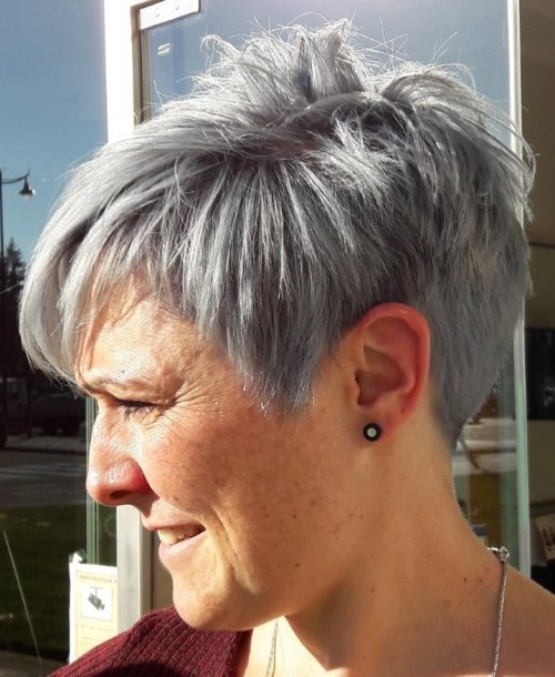 Choppy Gray Pixie Spiky Tapered Pixie