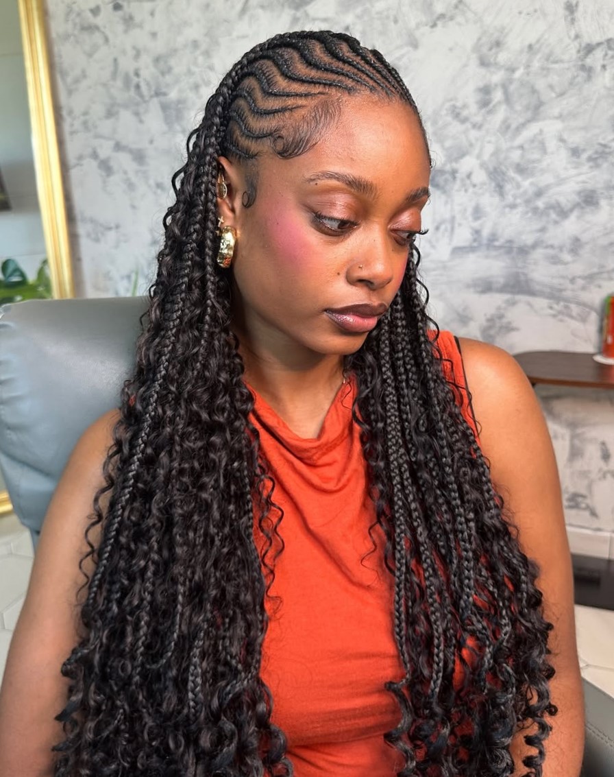 Long Half-Up Fulani Braids