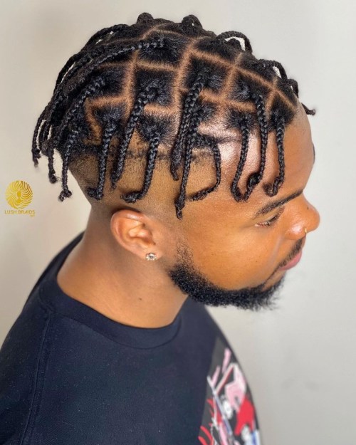 Male Box Braids for Black Middle Length Hair