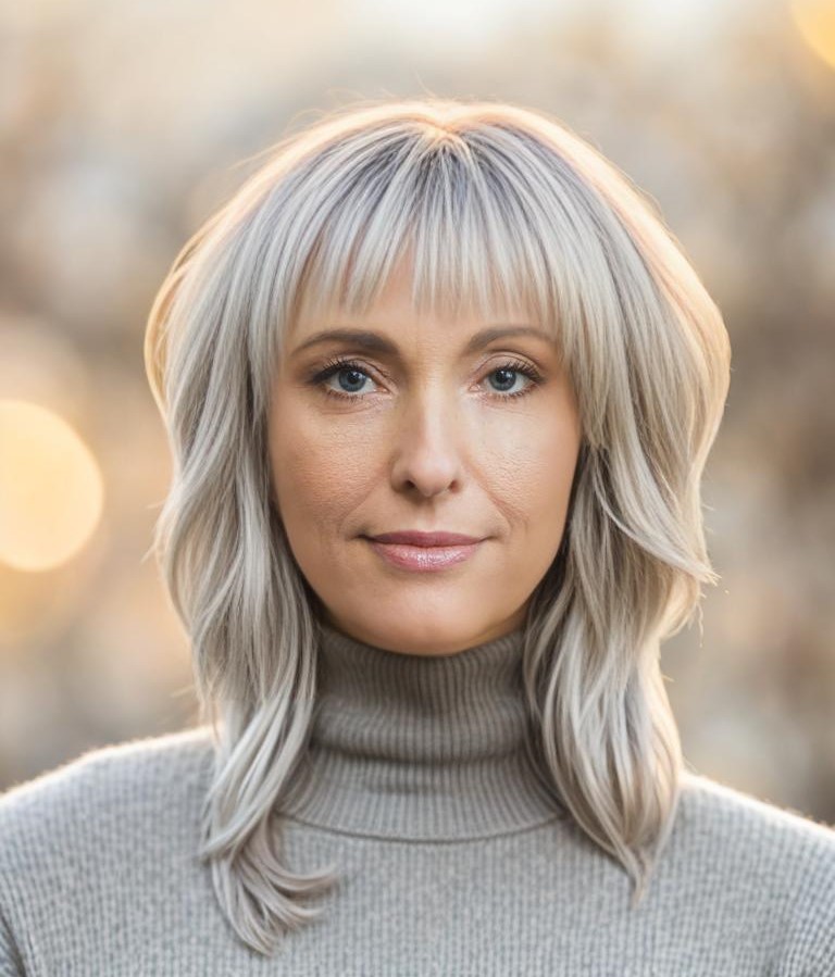 Layered Wolf Cut with Gray Hair Filter