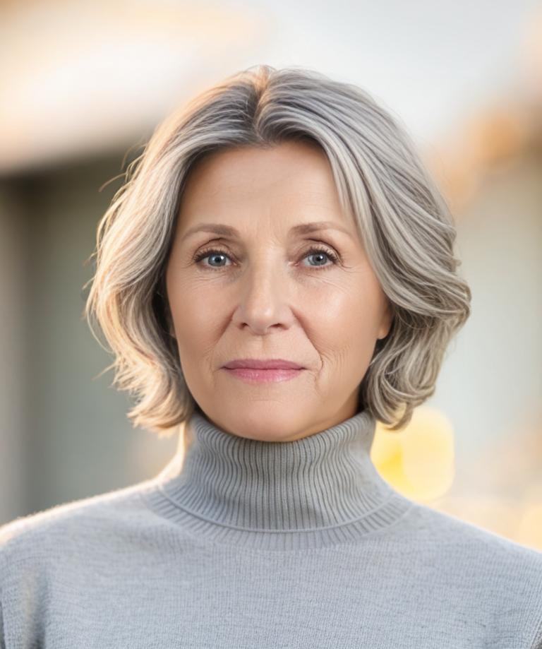 Low Maintenance Gray Bob for Over 50