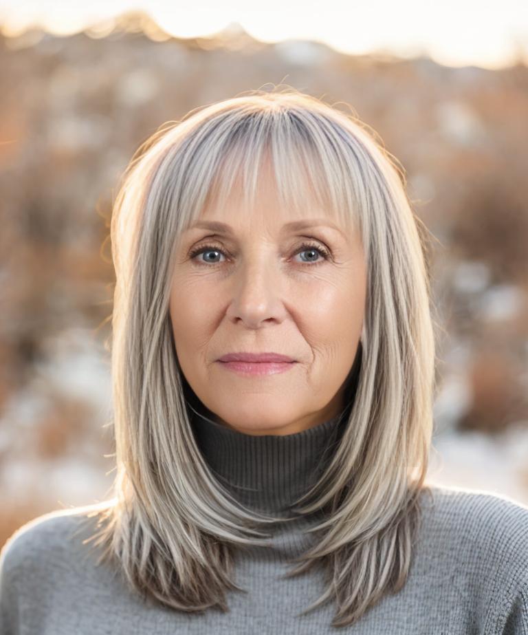 Mid Length Layered Haircut and Gray Hair Try On