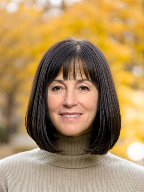 Rounded Lob with Bangs AI Try On