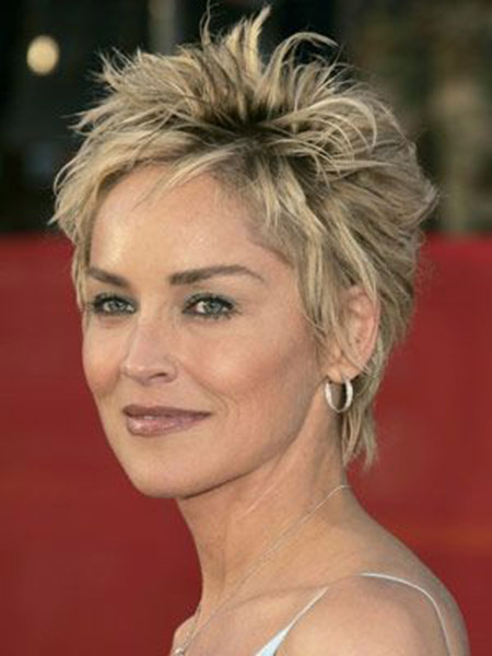 Sassy Pixie Sharon Stone Pixie Hairstyle With Highlights