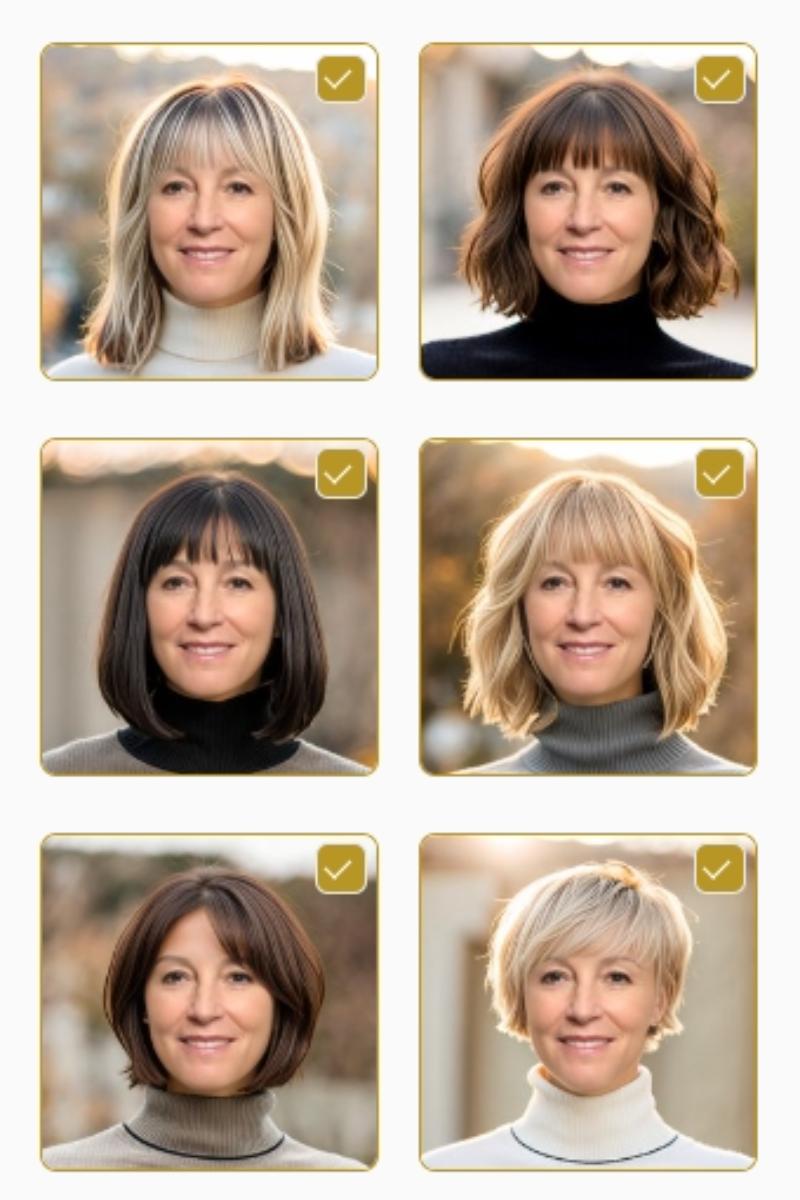 Virtual Short Haircuts with Bangs